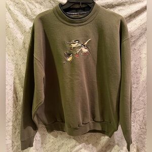 Olive Green Embroidered Bird Sweater